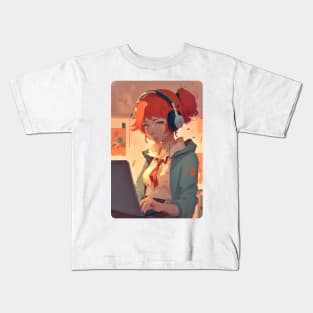 Redhead Anime Programming Girl V 1.02 Kids T-Shirt